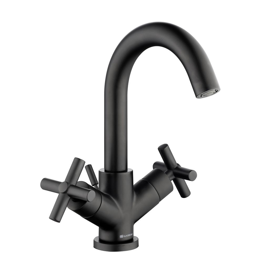 Glacier Bay Dorset Cross Single Hole 2 Handle Bathroom Faucet In Matte Black Hd67440w 6010h The Home Depot