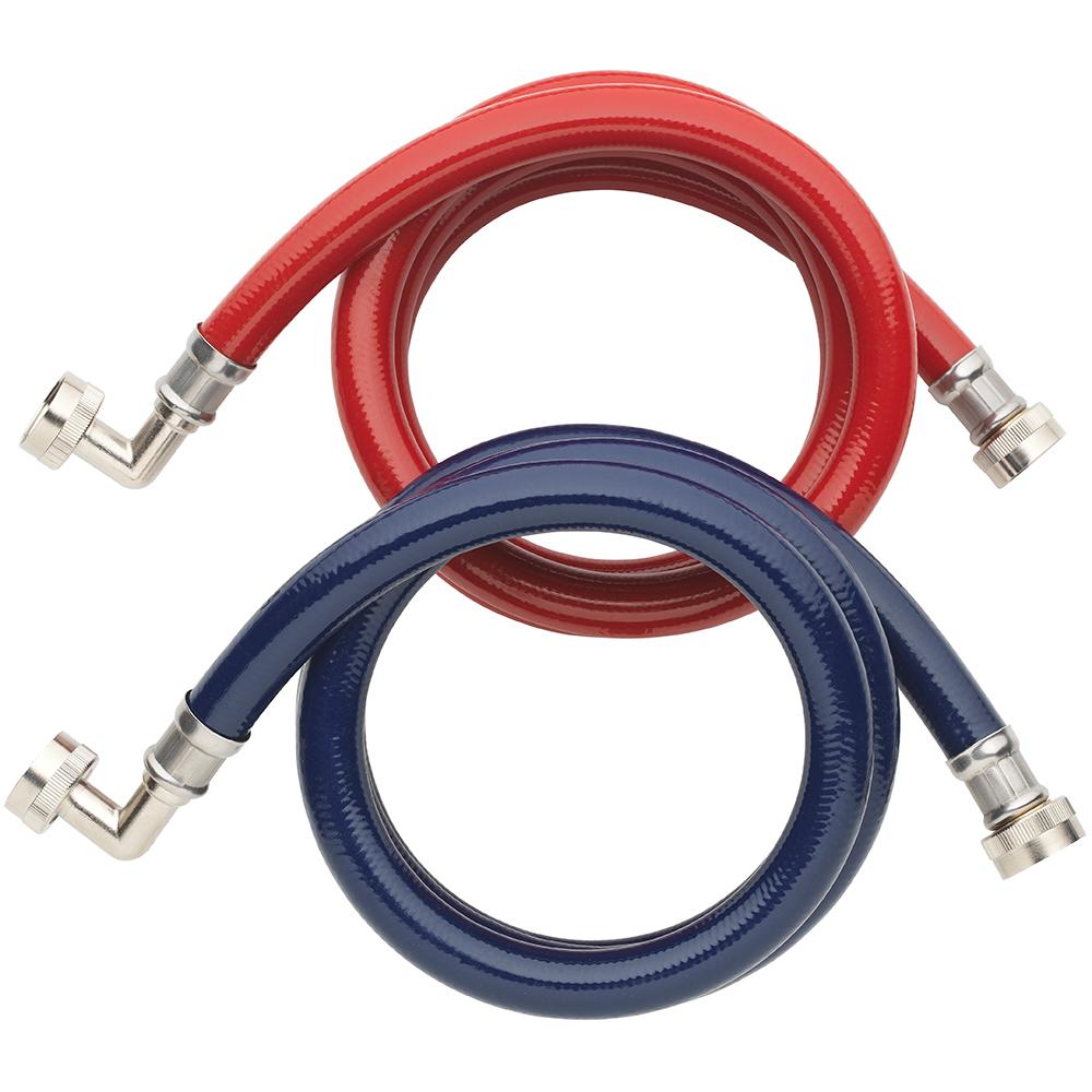 High Burst 3/4 in. x 3/4 in. x 72 in. with 90-Degree Elbows SS High Efficency Washing Machine Connector (2-Pack)