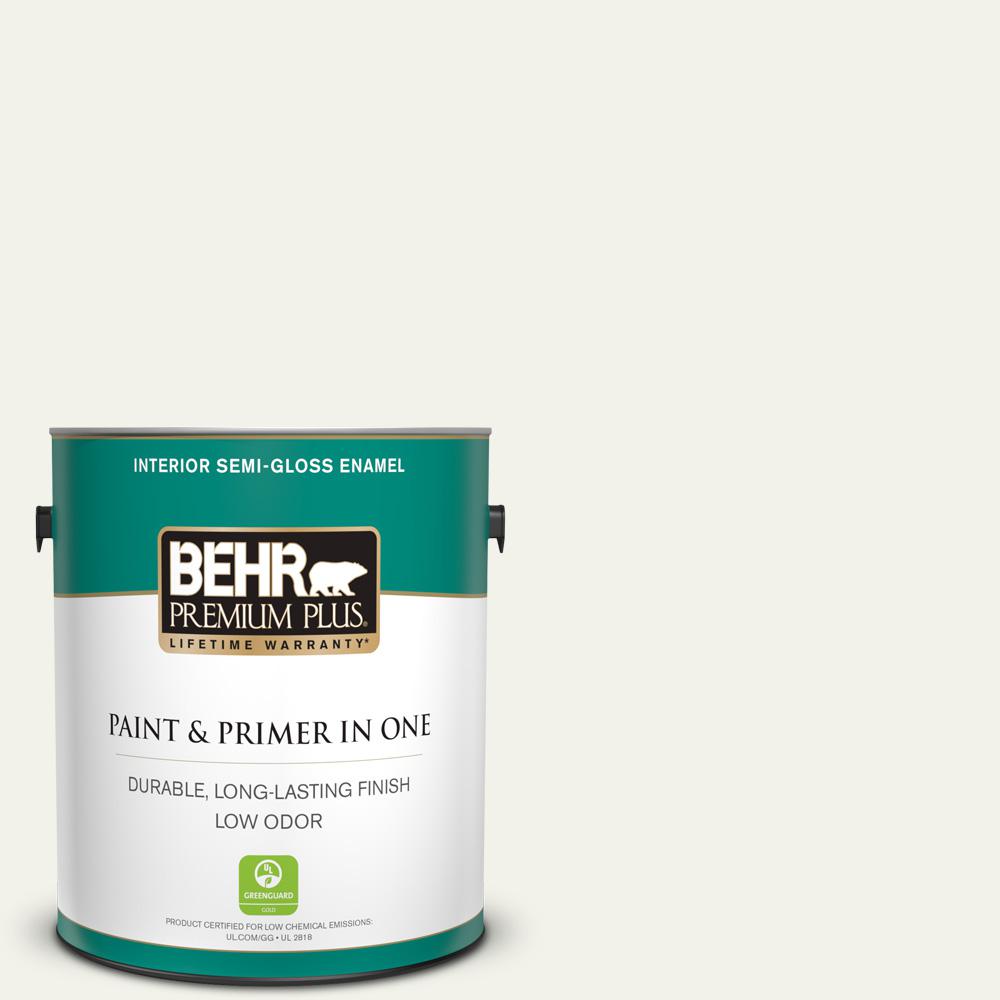 Behr Premium Plus 1 Gal Bwc 11 Fresh Popcorn Semi Gloss Enamel