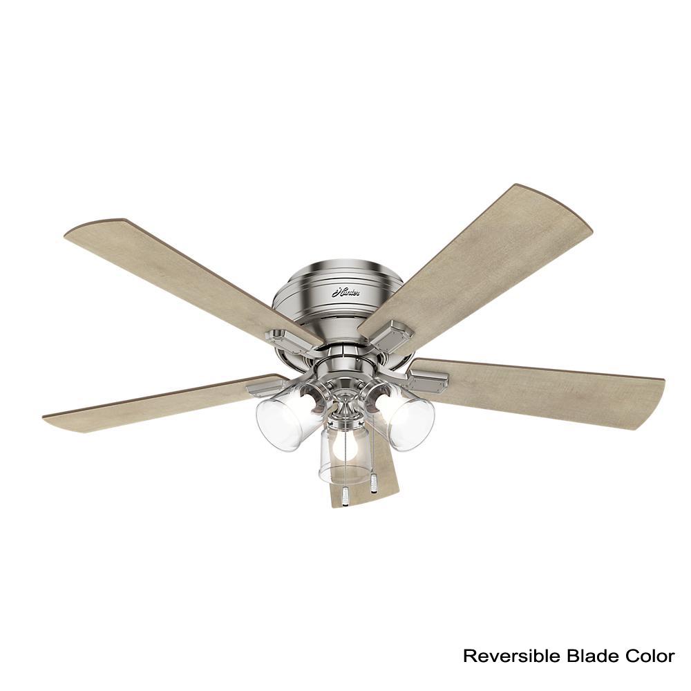 Hunter Crestfield 52 In Led Indoor Low Profile Brushed Nickel Hunter Crestfield 52 In Led Indoor Low