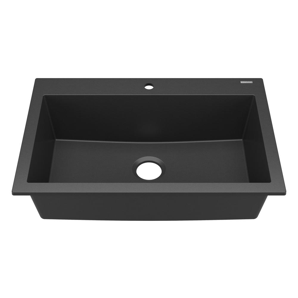 Sinkology Camille Drop In Undermount Granite Composite 33 In 1 Hole Single Bowl Kitchen Sink In Matte Charcoal Black