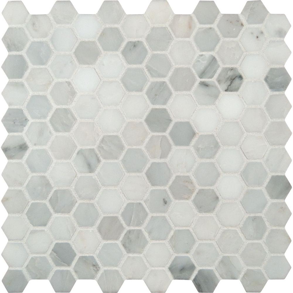 Msi Greecian White Hexagon 12 In X 10mm Honed Marble Mesh Mounted Mosaic Tile 8 9 Sq Ft Case