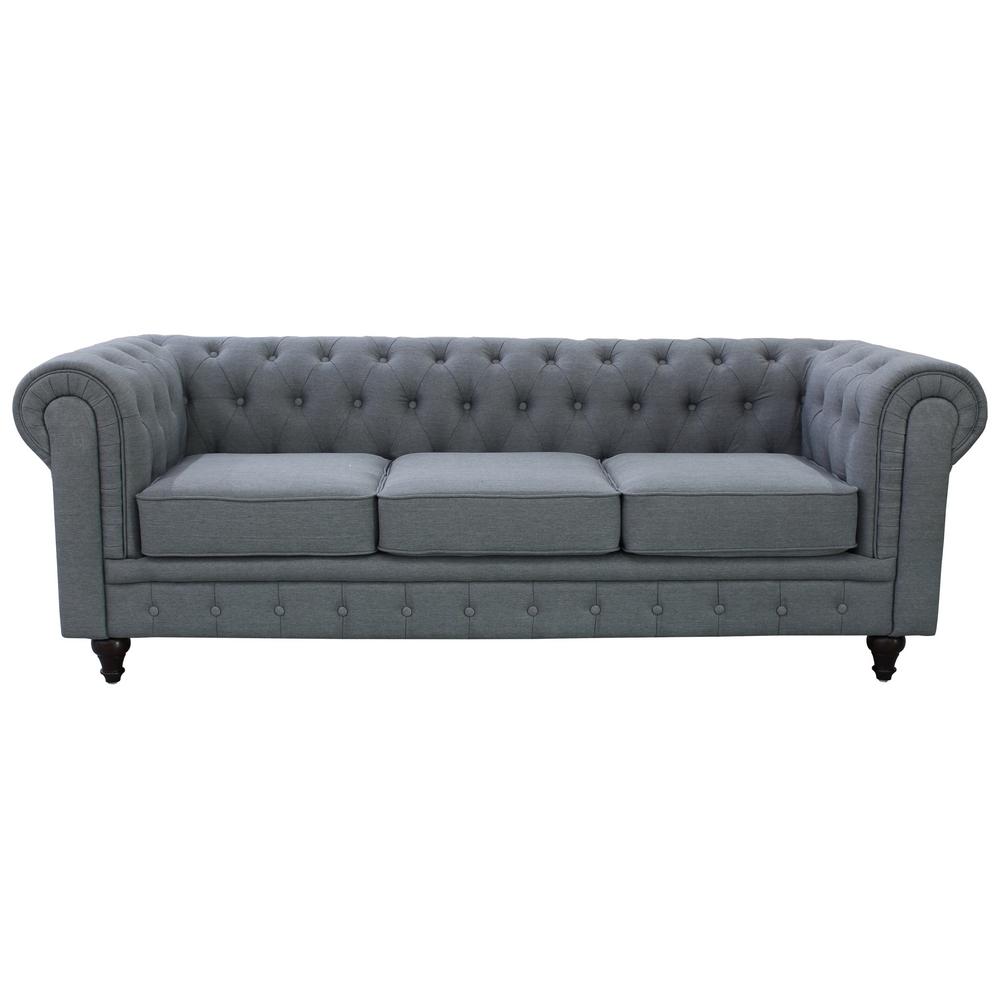 Grace Chesterfield Linen Fabric Upholstered On Tufted