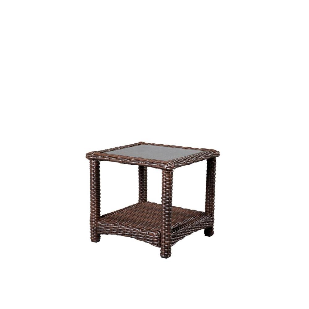 Outdoor Side Tables Patio The Home Depot Exclusive Hampton Bay Mill Valley 22 In Square Patio Accent Table