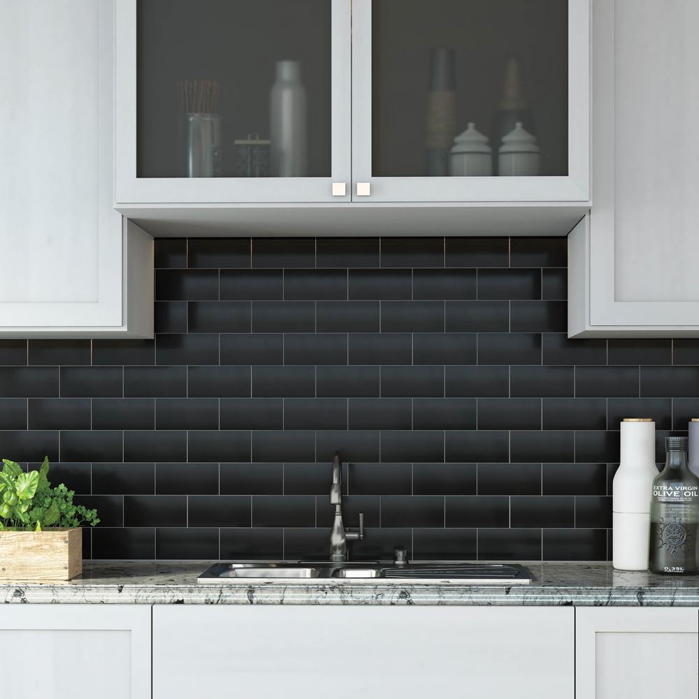 Daltile Re 3 In X 6 Glazed Ceramic Black Subway Tile 12 5 Sq Ft Case K11136mod1p4 The Home Depot - Daltile Matte Black Wall Tile Daltile Re 3 In X 6 Glazed Ceramic Black Subway Tile 12 5 Sq Ft Case K11136mod1p4 The Home Depot - Daltile Matte Black Wall Tile