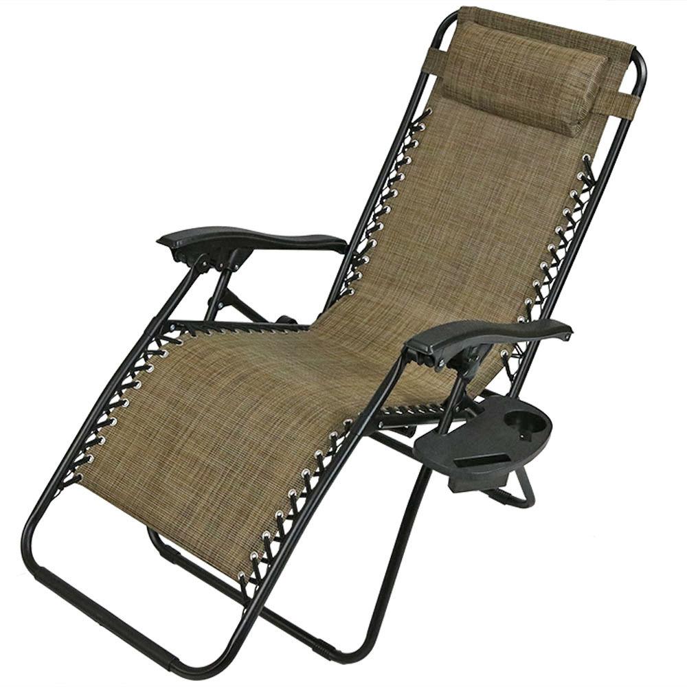 Sunnydaze Decor Zero Gravity Brown Sling Lawn Chair with ...