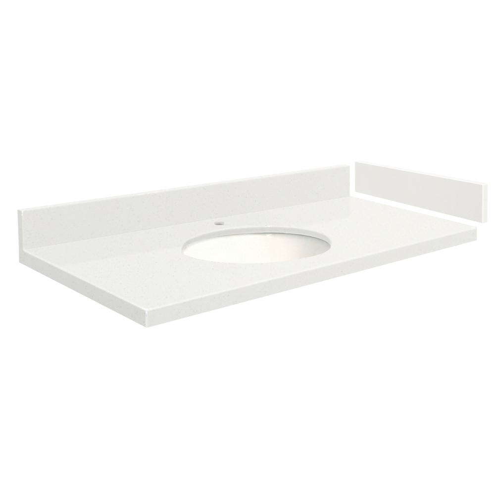 Transolid 34 in. W x 22.25 in. D Quartz Vanity Top in Milan White with
