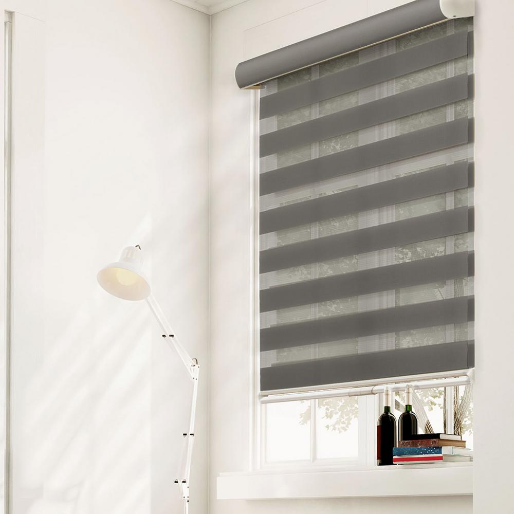 Chicology Zebra Roller Shade, Granite, Light Filtering Privacy, Cordless, 100%... by Chicology
