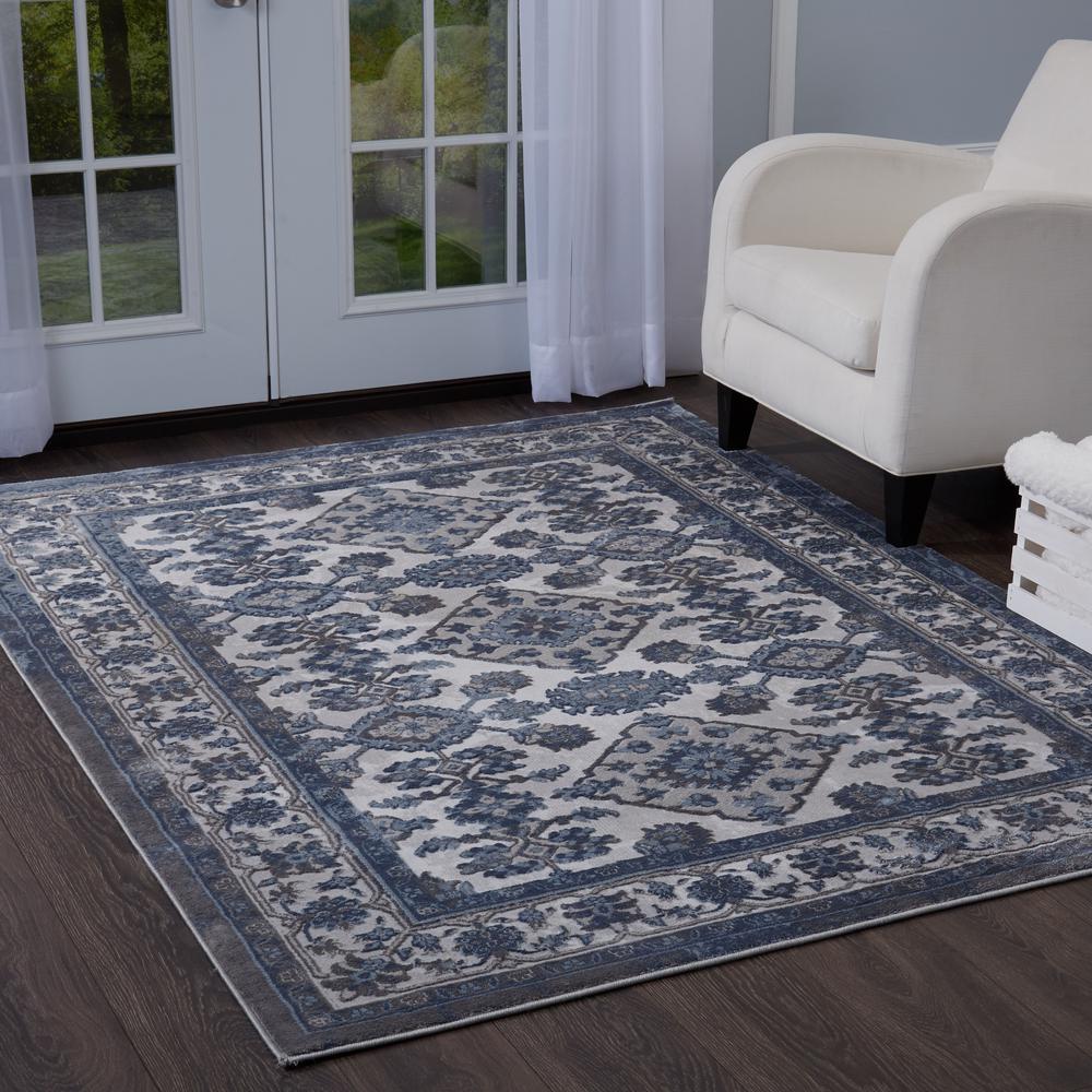 Bazaar Elegance Gray Blue 8 Ft X 10 Indoor Area Rug 1