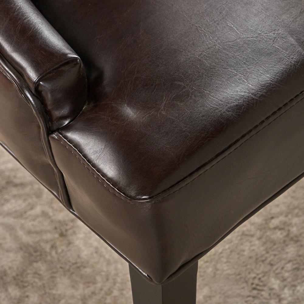 Noble House Hayden Brown Leather Tufted Dining Chairs Set Of 2