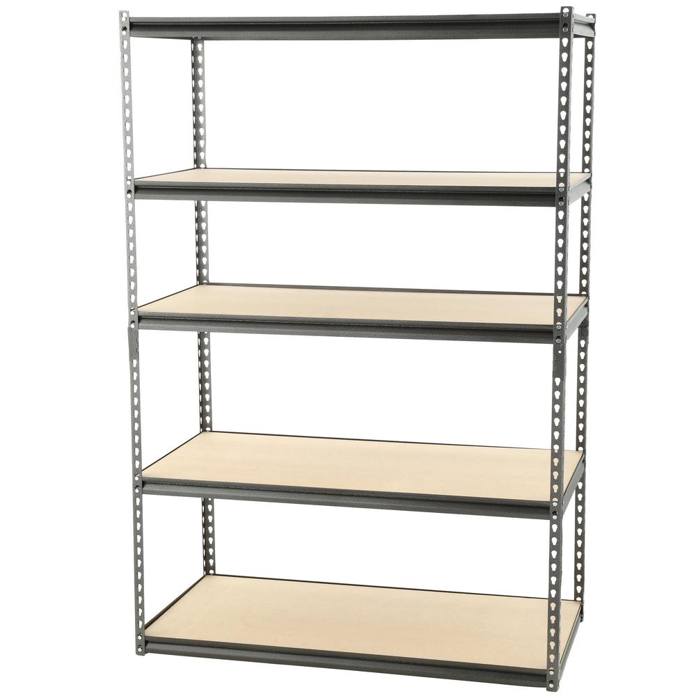 Muscle Rack Silver 5 Tier Boltless Steel Garage Storage Shelving 48 In W X 72 In H X 24 In D Ur482472pb5p Sv The Home Depot