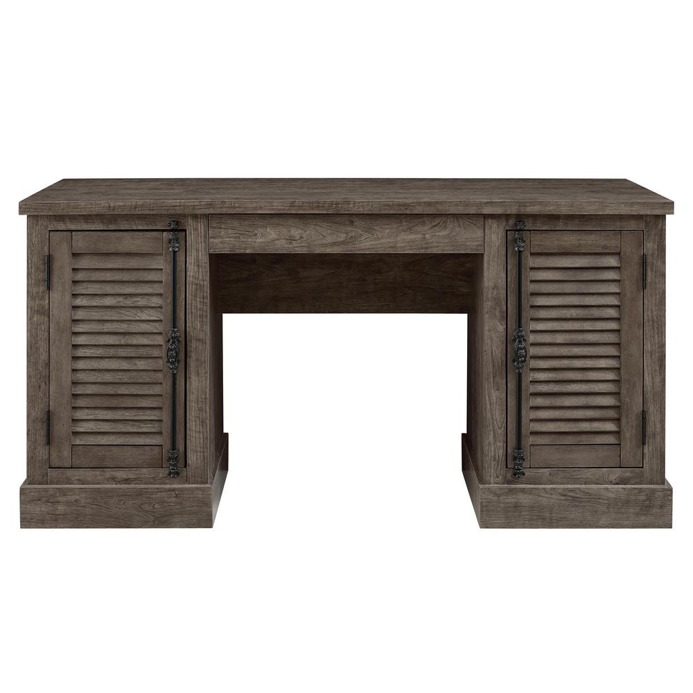 Ameriwood Home Heathrow Rustic Gray Double Pedestal Desk Hd80420