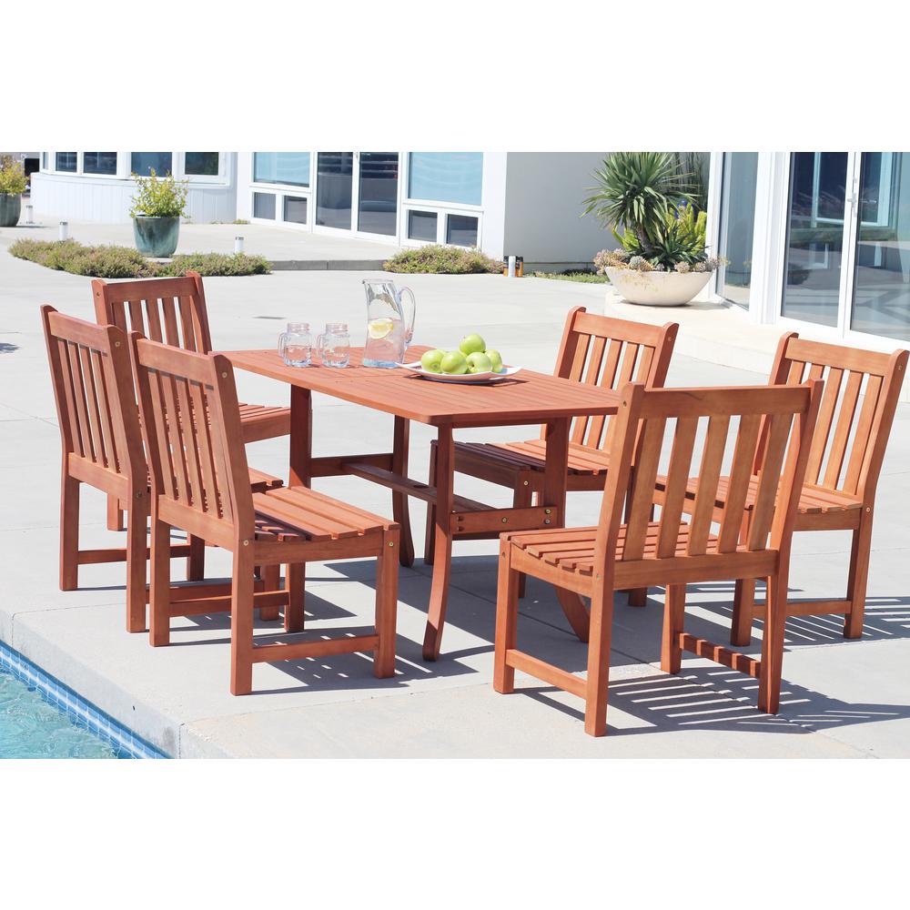 Vifah Malibu Hardwood 7 Piece Rectangle Patio Dining Set