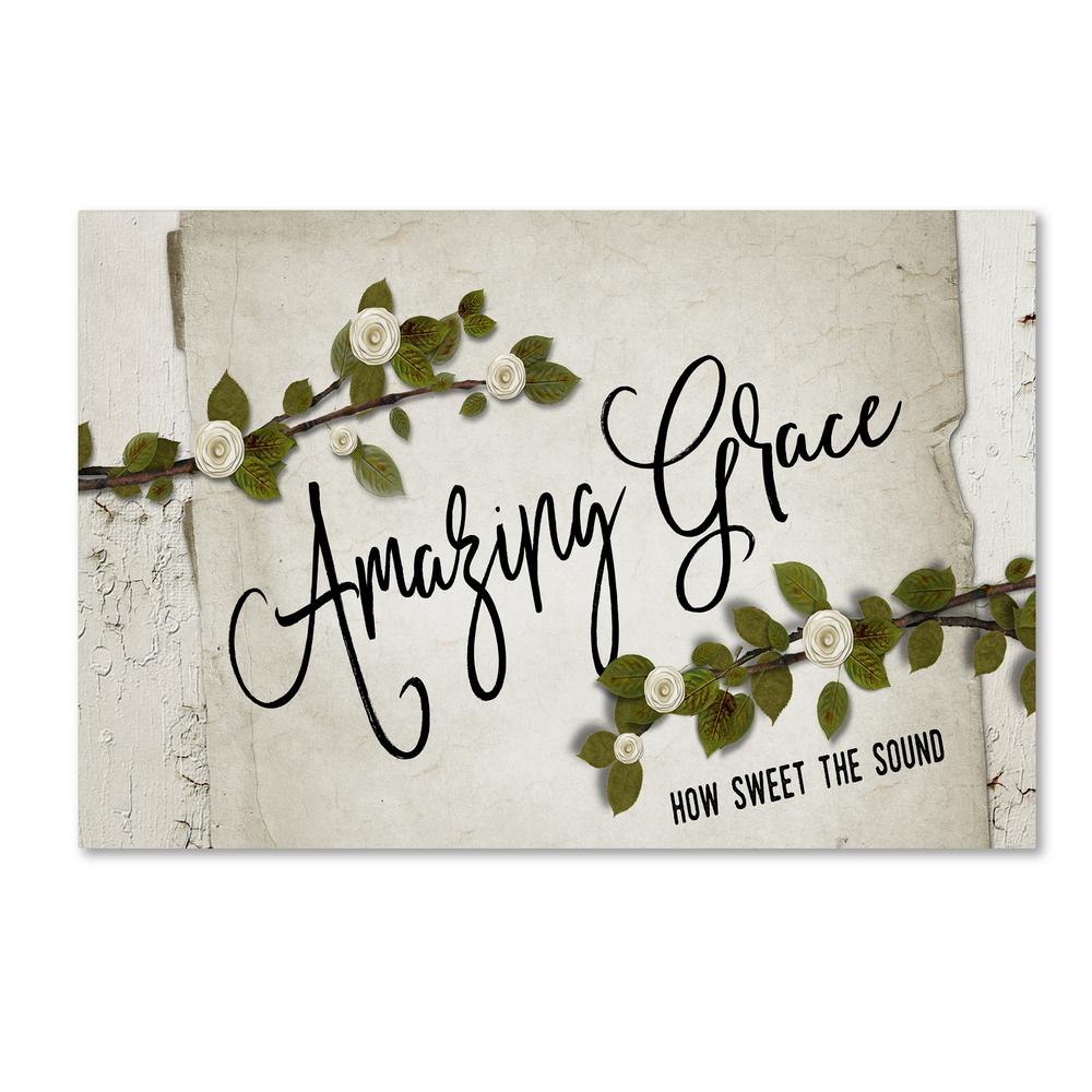 Trademark Fine Art 12 In X 19 In Amazing Grace Floral By Marcee Duggar Floater Frame Typography Wall Art Ali11749 C1219g The Home Depot