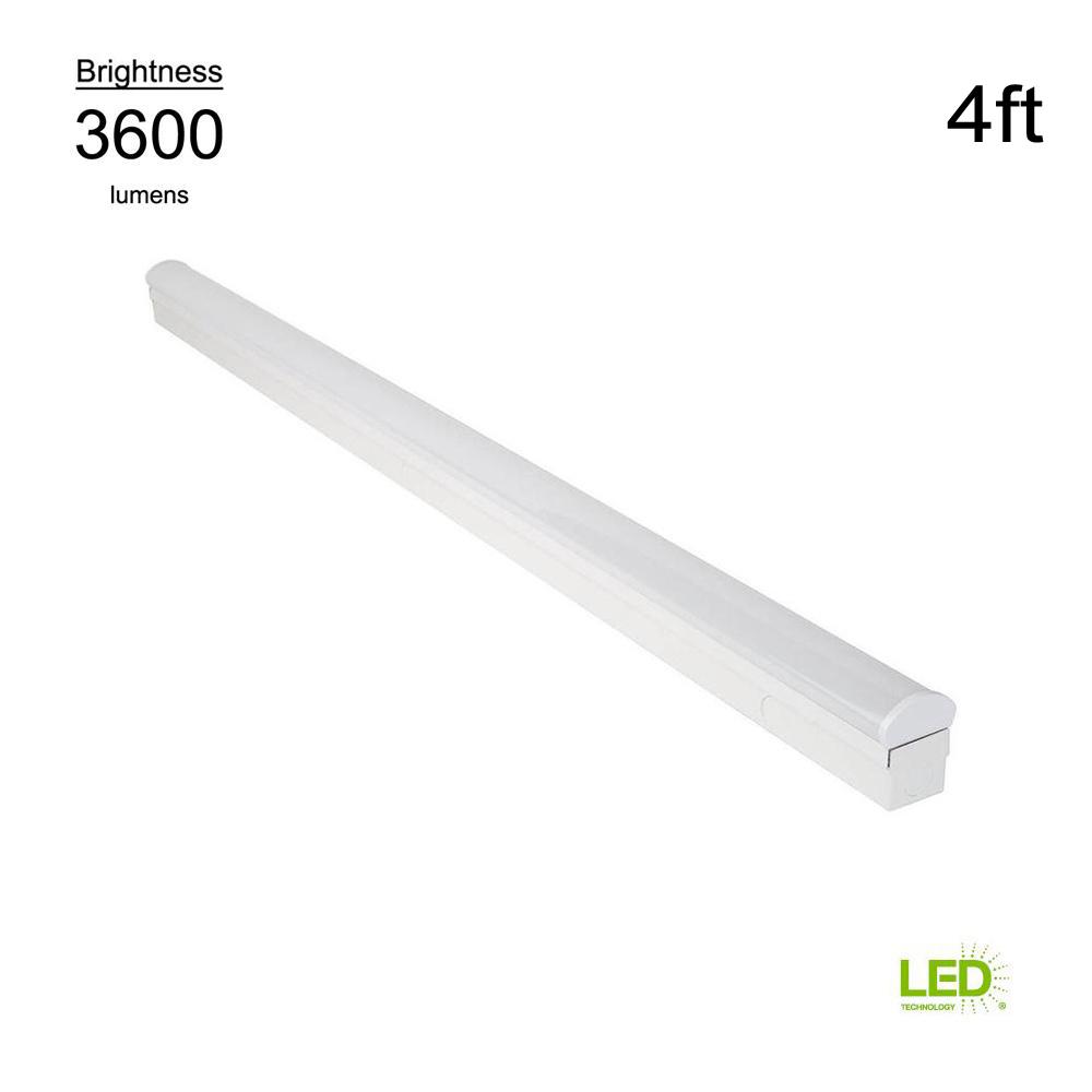 Commercial Electric Direct Wire Power 4 Ft 64 Watt Equivalent Integrated Led White Strip Light Fixture 4000k Bright White 3600 Lumens