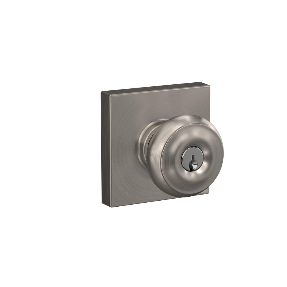 Schlage Custom Satin Nickel Collins Trim Keyed Door KnobF51A