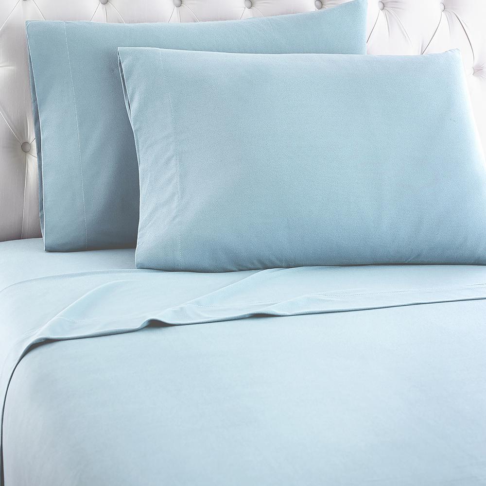 micro flannel 3 piece spa blue twin sheet set mfnsstwspb the home blue twin sheet set