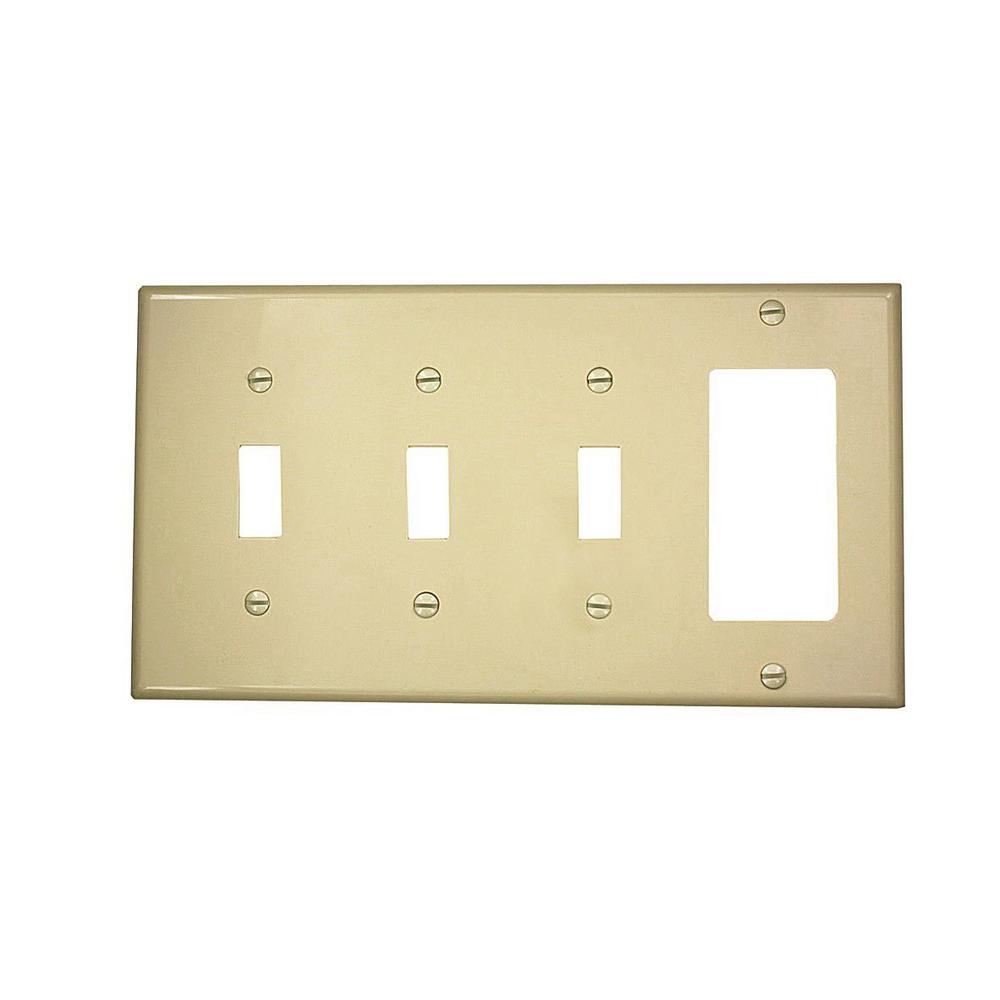 4 Gang Wall Plate 3 Toggle 1 Decora Plates Compare S Leviton 3 Gang Standard Size 2 Toggles 1 Decora Nylon Com