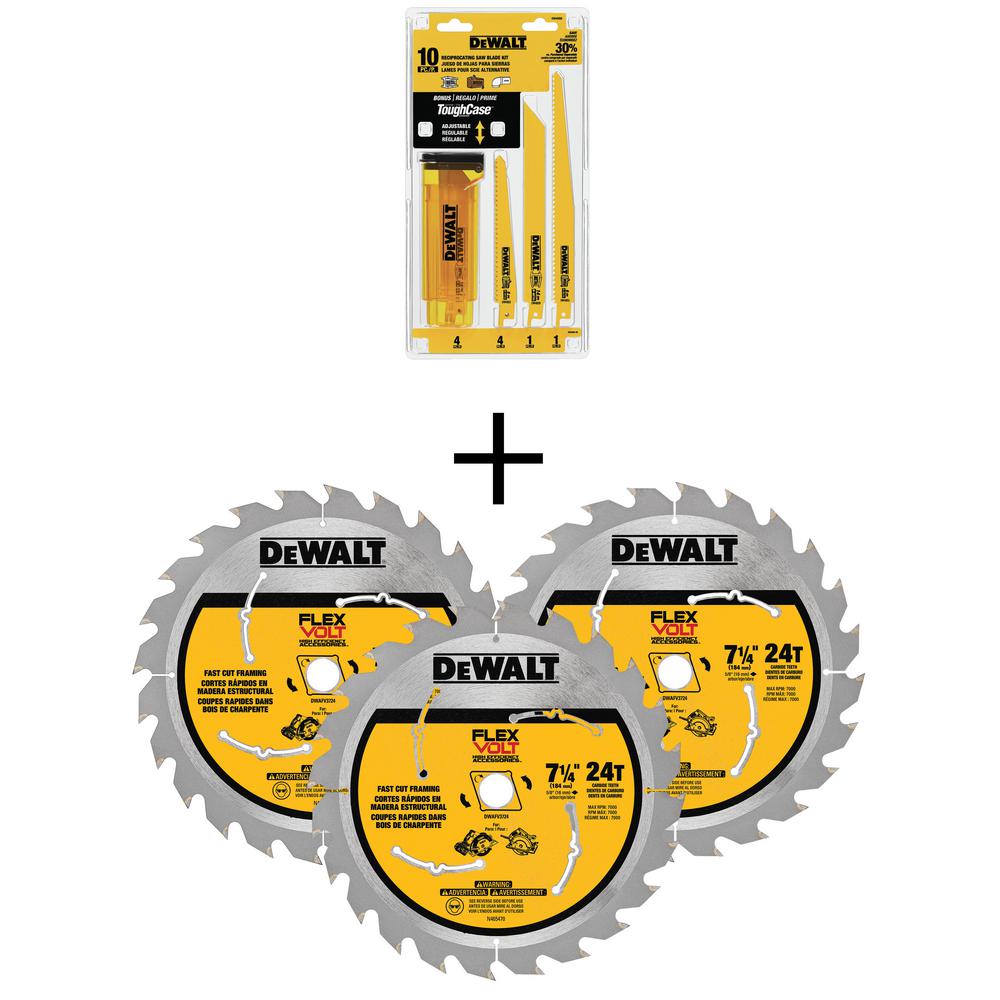 DEWALT BiMetal Reciprocating Saw Blade Set with Case (10Piece) w/ 71