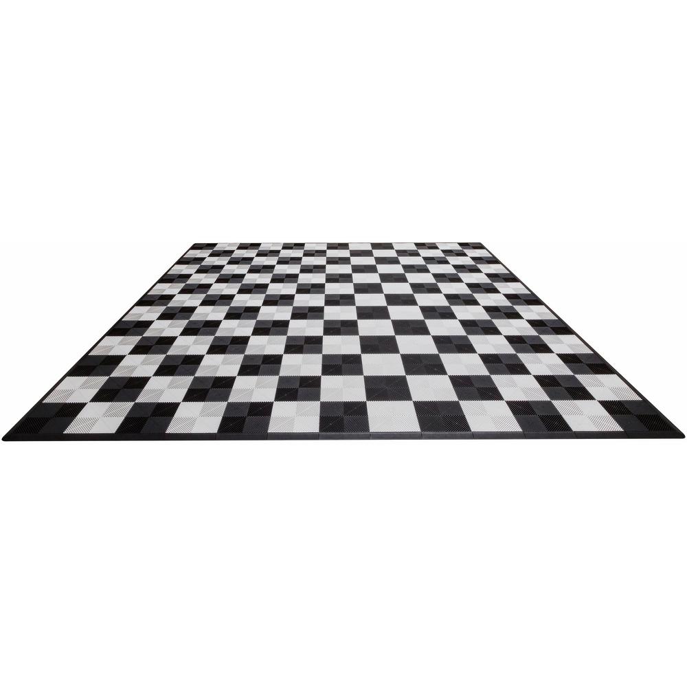 Swisstrax Black And White Checkered Double Car Pad Ribtrax Modular