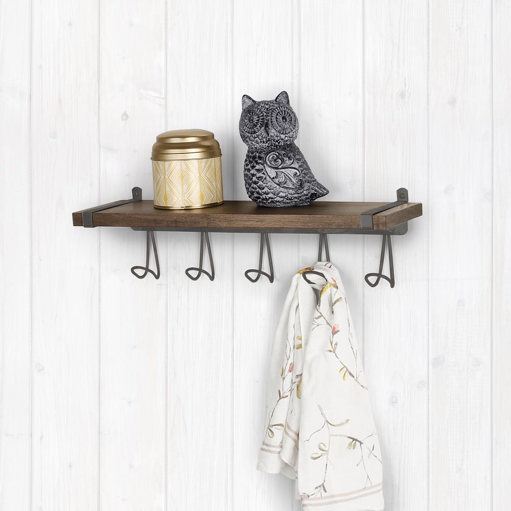 Spectrum Vintage Wall Mount 5 Hook Wood Shelf In Industrial Gray A17076 The Home Depot - Vintage Wall Shelf With Hooks Spectrum Vintage Wall Mount 5 Hook Wood Shelf In Industrial Gray A17076 The Home Depot - Vintage Wall Shelf With Hooks