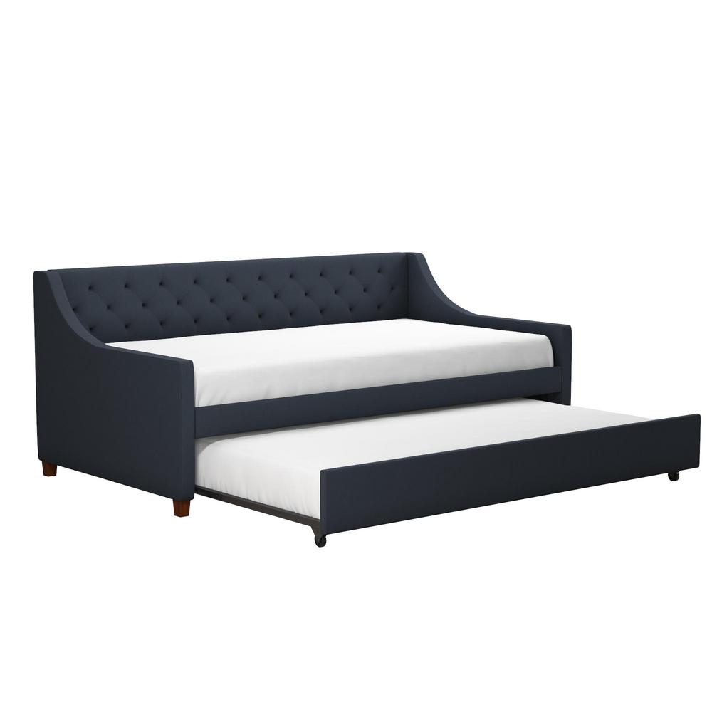 Novogratz Her Majesty Blue Linen Twin Daybed And Trundle-4330639N - The ...