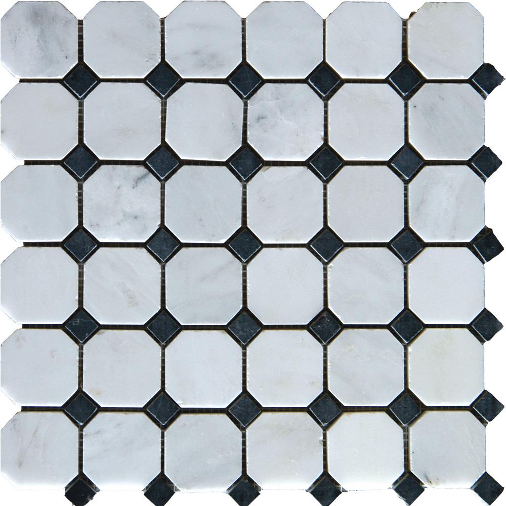 Msi Greecian White Octagon 12 In X 10mm Honed Marble Mesh Greecian White Octagon 12 In X 10mm Honed Marble Mesh Mounted Mosaic Tile 1 Sq Ft