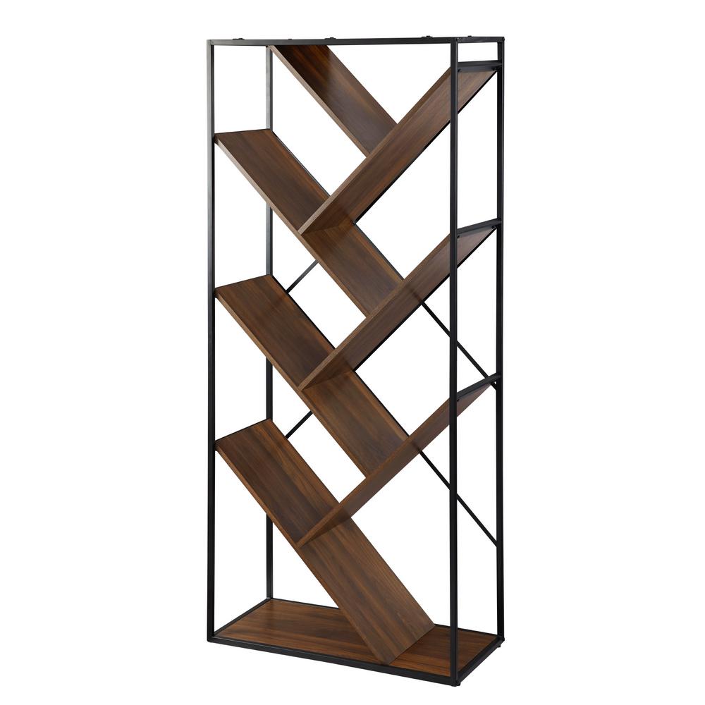 Welwick Designs 68 in. Reclaimed Barnwood Wood and Metal 6Shelf V