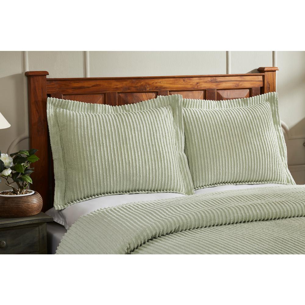 Better Trends Julian Collection In Solid Stripes Design Sage Full Queen 100 Cotton Tufted Chenille Comforter Ss Cfaspdoqusa The Home Depot