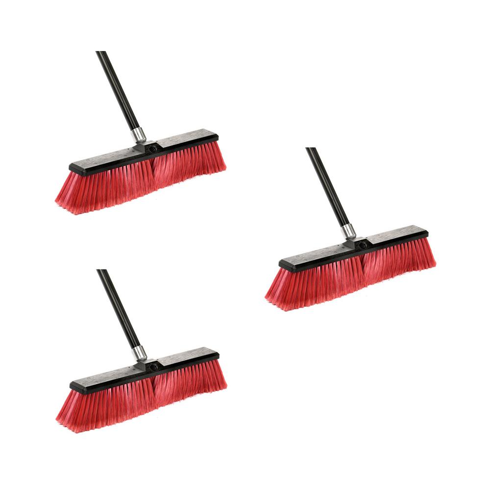 Alpine Industries 18 in Red Brush Smooth Surface Foam Grip Commercial Push Broom