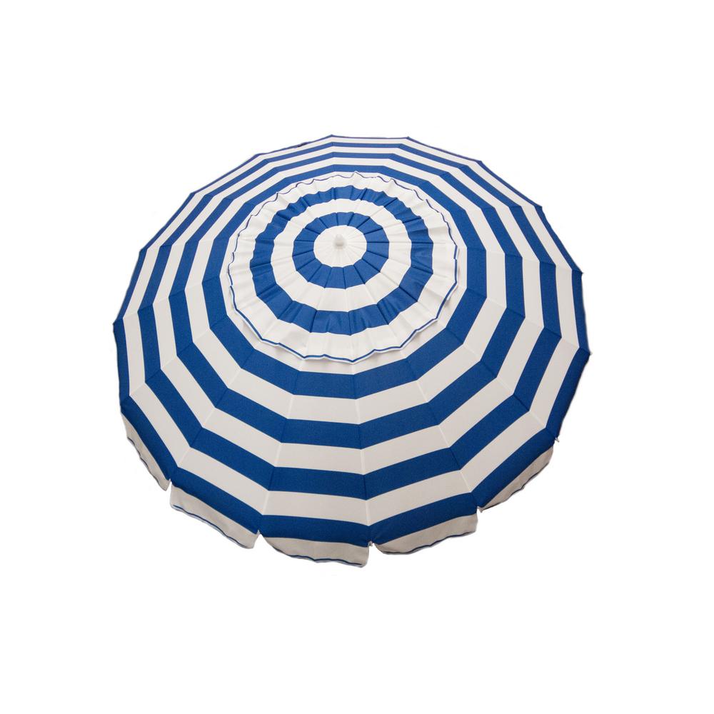 Destinationgear 8 Ft Deluxe Aluminum Drape Patio And Beach Umbrella With Travel Bag In Royal Blue And White Stripes 1122 The Home Depot