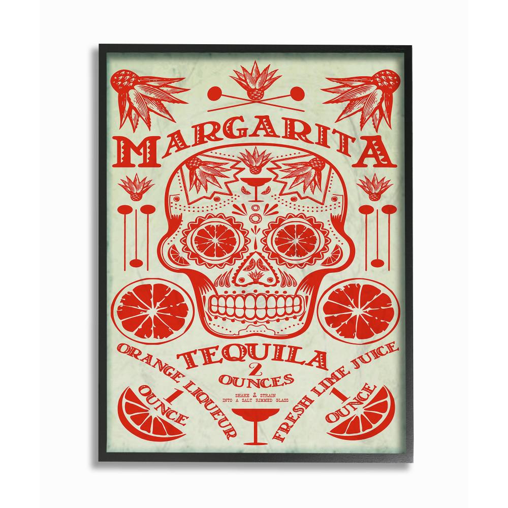 11 In X 14 In Margarita Tequila Sugar Skull With Agave Orange And Lime By Fig Melon Press Framed Wall Art