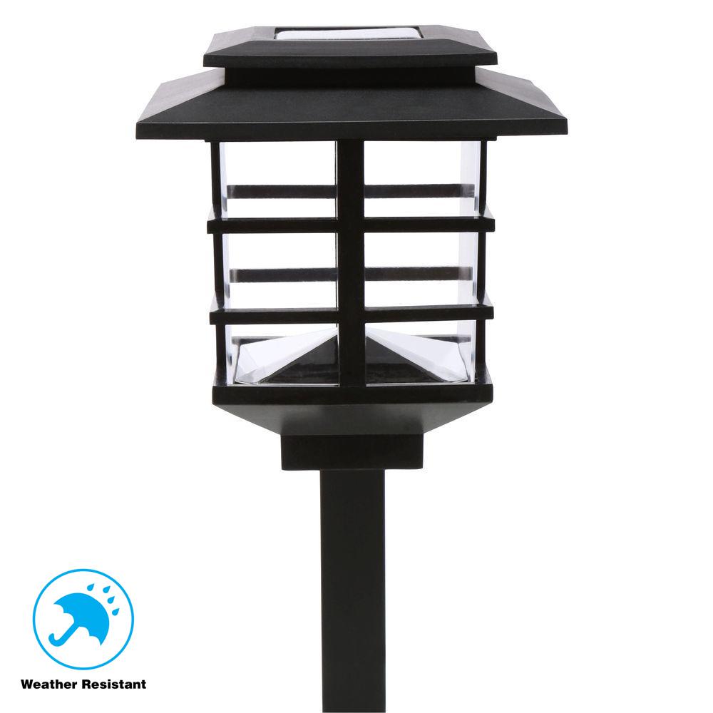 Hampton Bay 10 Light Plastic Black Solar Led Garden Set 10 Light Plastic Black Solar Led Garden Set
