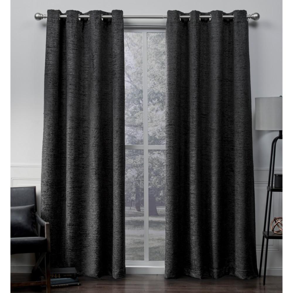 Criss Cross 54 In W X 108 L Chenille Grommet Top Curtain Panel Criss Cross 54 In W X 108 L Chenille Grommet Top Curtain Panel Black Pearl 2 Panels Eh8113 04 108g The Home Depot