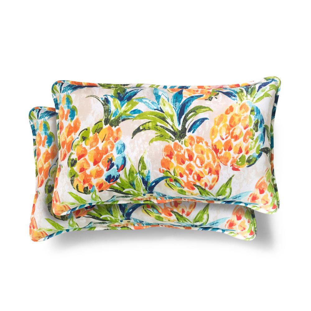 Hampton Bay Universal Pineapples Outdoor Lumbar Pillow (2Pack) 790702523200 The Home Depot