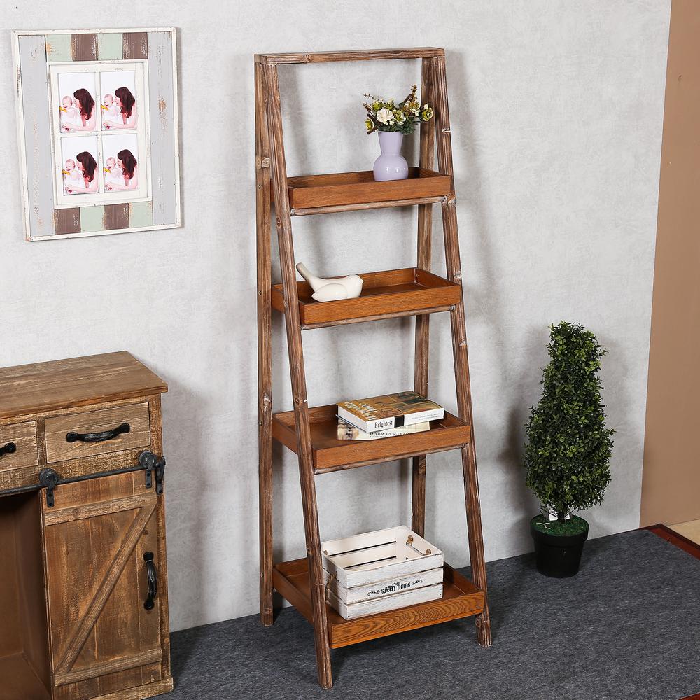 Winsome House 60 7 In Natural Wood 4 Shelf Etagere Bookcase With