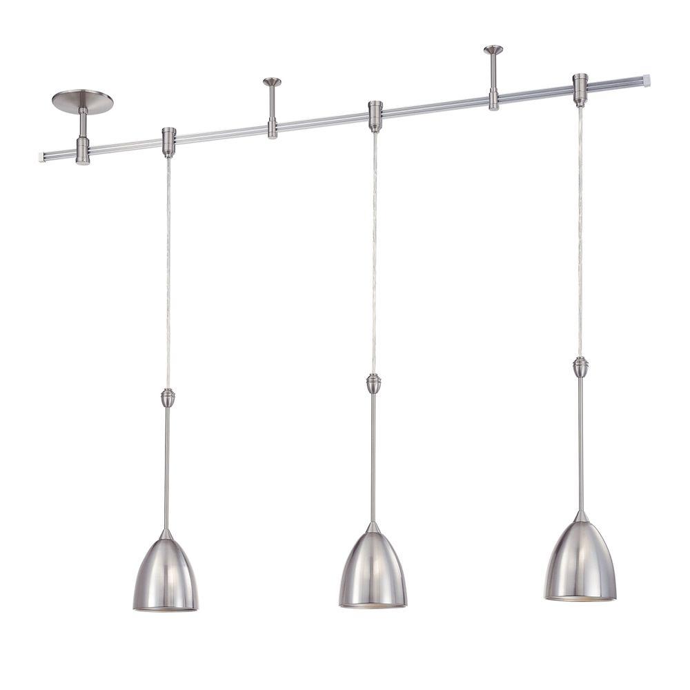 3 Pendant Track Lighting Kits The Home Depot Rpk80 Series 4 Ft 3 Light Satin Nickel Pendant Track Lighting Kit