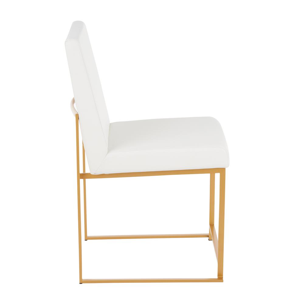 Lumisource Fuji White Faux Leather Gold In High Back Dining Chair - White Leather Dining Chairs Au Lumisource Fuji White Faux Leather Gold In High Back Dining Chair - White Leather Dining Chairs Au