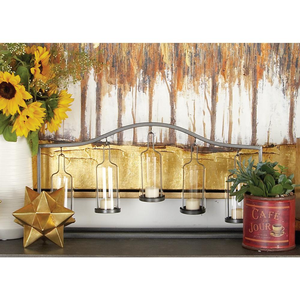 12 in. Metallic Black Iron and Clear Glass 5Votive Candle Holder95460