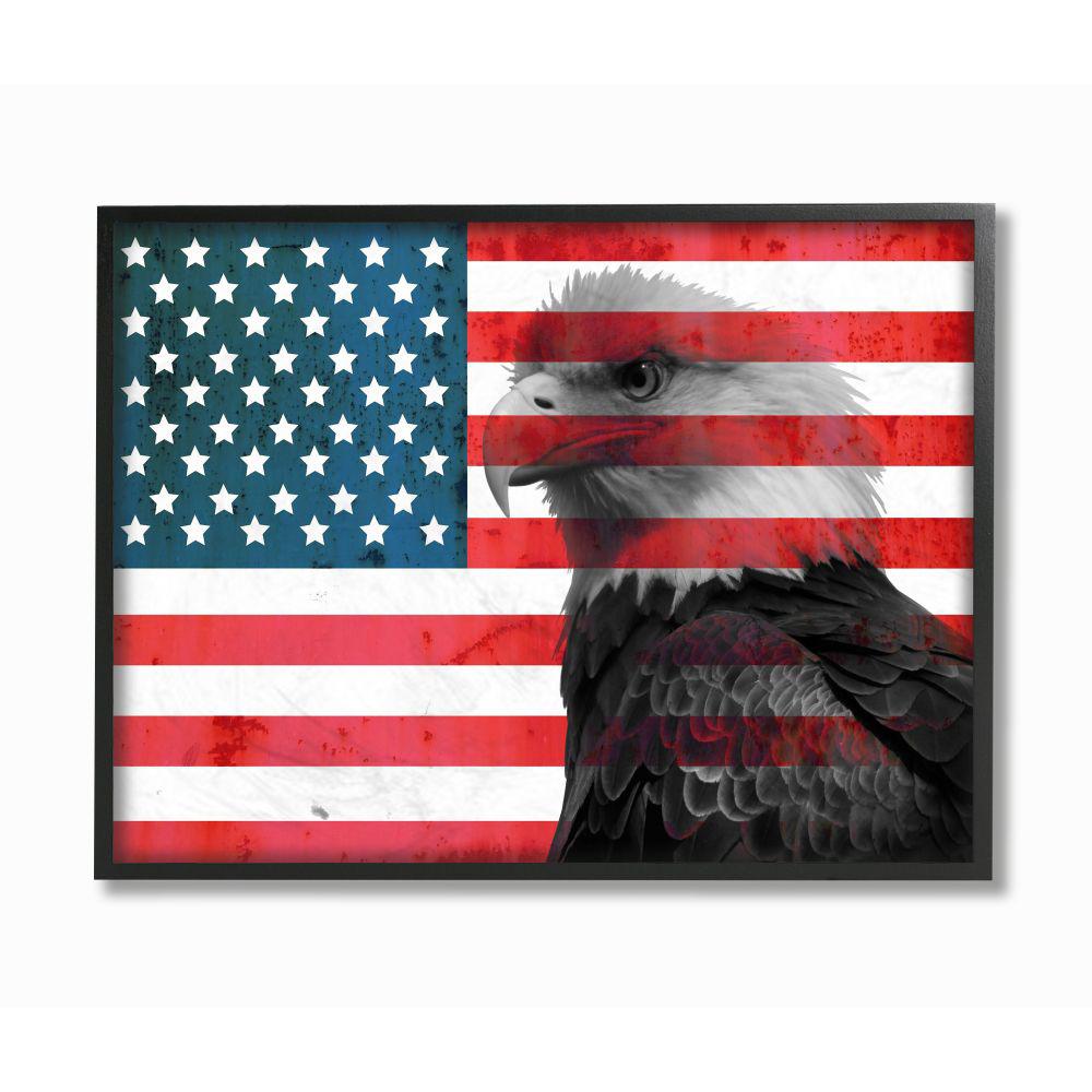 Stupell Industries 11 In X 14 In American Flag Usa Rustic Bald Eagle By Daniel Sproul Framed Wall Art Rwp 205 Fr 11x14 The Home Depot