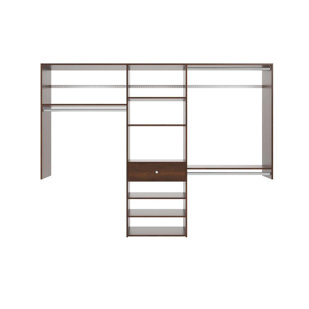 Closet Evolution 14 in. D x 96 in. W x 72 in. H Espresso Perfect Fit Wood Closet Kit