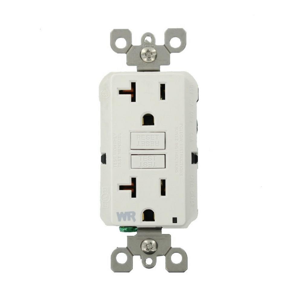 Leviton 20 Amp SmartlockPro Weather Resistant GFCI Outlet, White-102-GFWR2-00W - The Home Depot