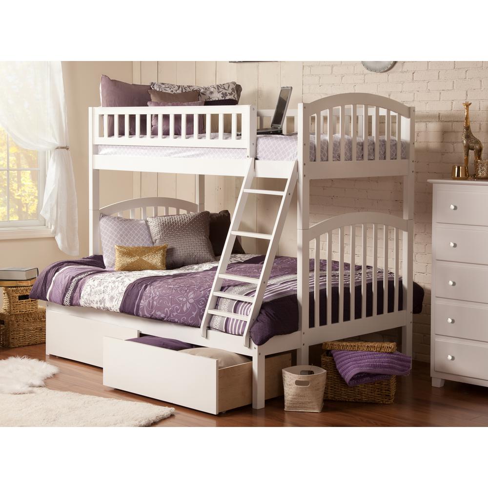 Atlantic Furniture Richland White Twin Over Full Bunk Bed With 2