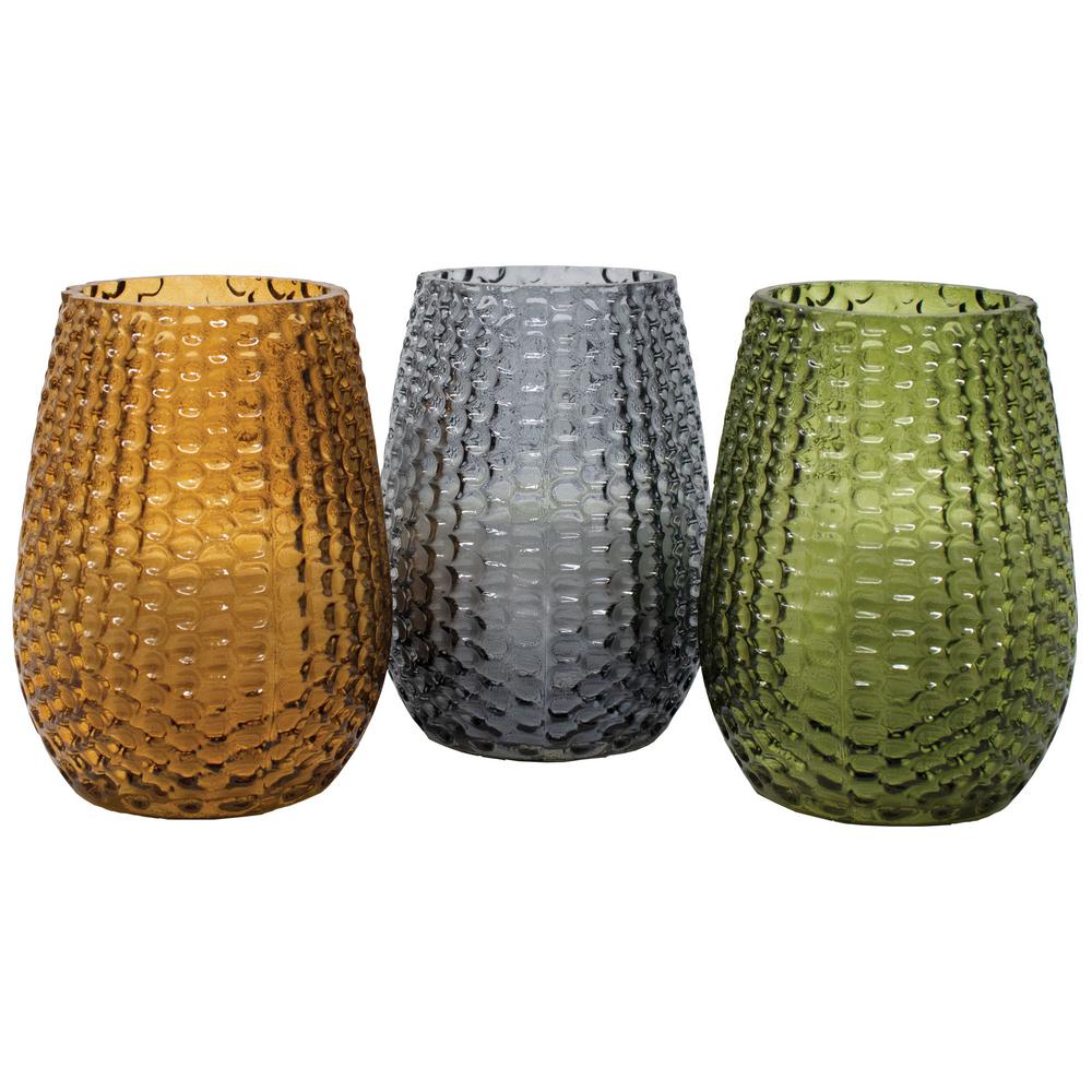 9 oz Patio Essentials Dotted Glass Citronella Candle, 3pk