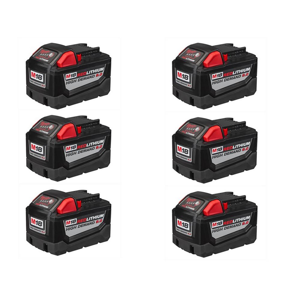 Milwaukee M18 18-Volt Lithium-Ion High Demand Battery Pack 9.0Ah (6 ...