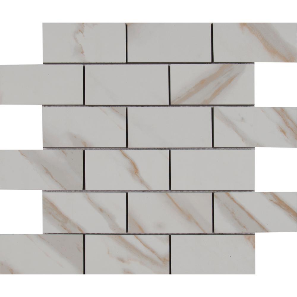 Msi Calacatta Ivory 12 In X 10mm Polished Porcelain Mesh Msi Calacatta Ivory 12 In X 10mm Polished Porcelain Mesh