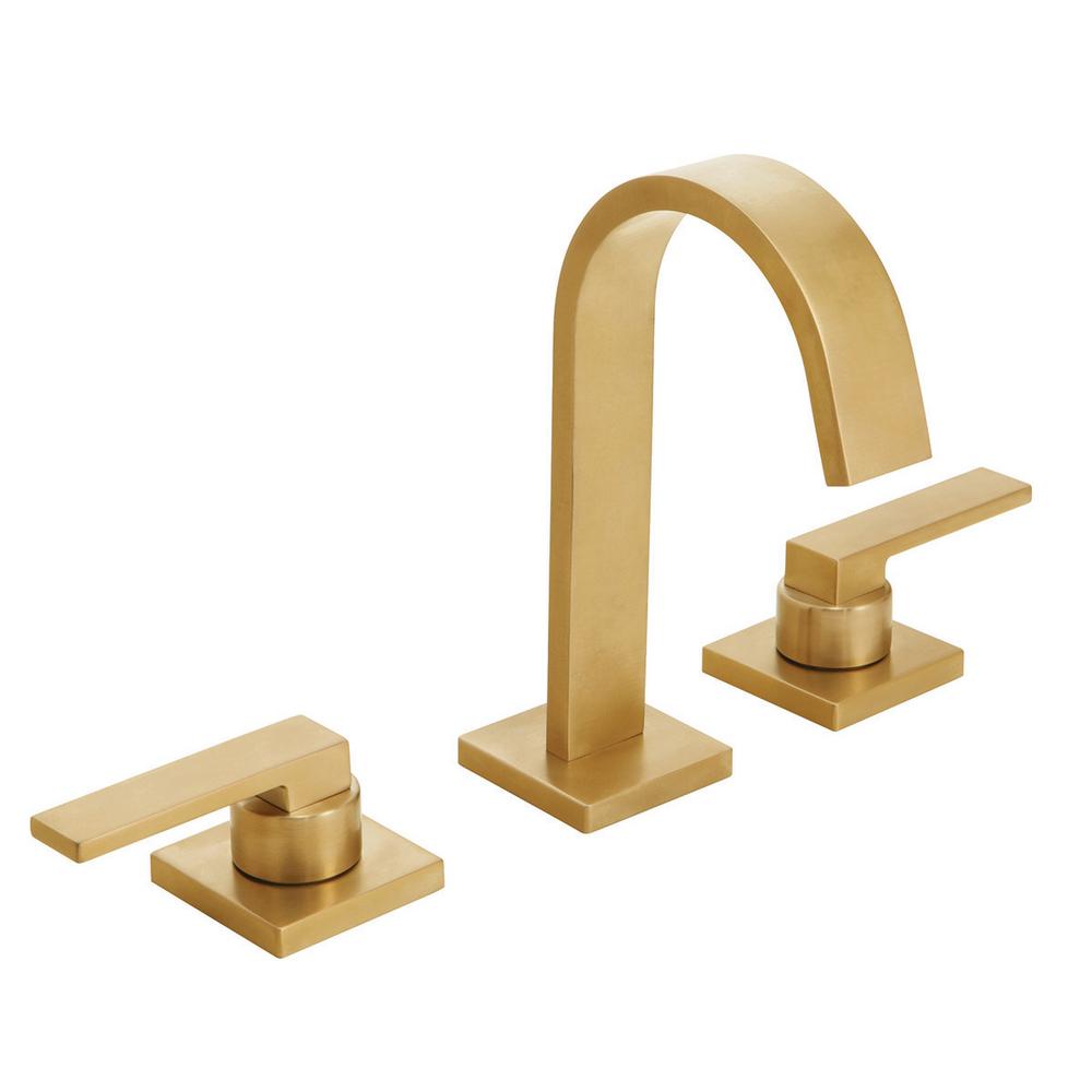 Speakman Lura 8 In Widespread 2 Handle Bathroom Faucet With Push Pop Drain Assembly In Satin Brass Sb 2523 Ab The Home Depot