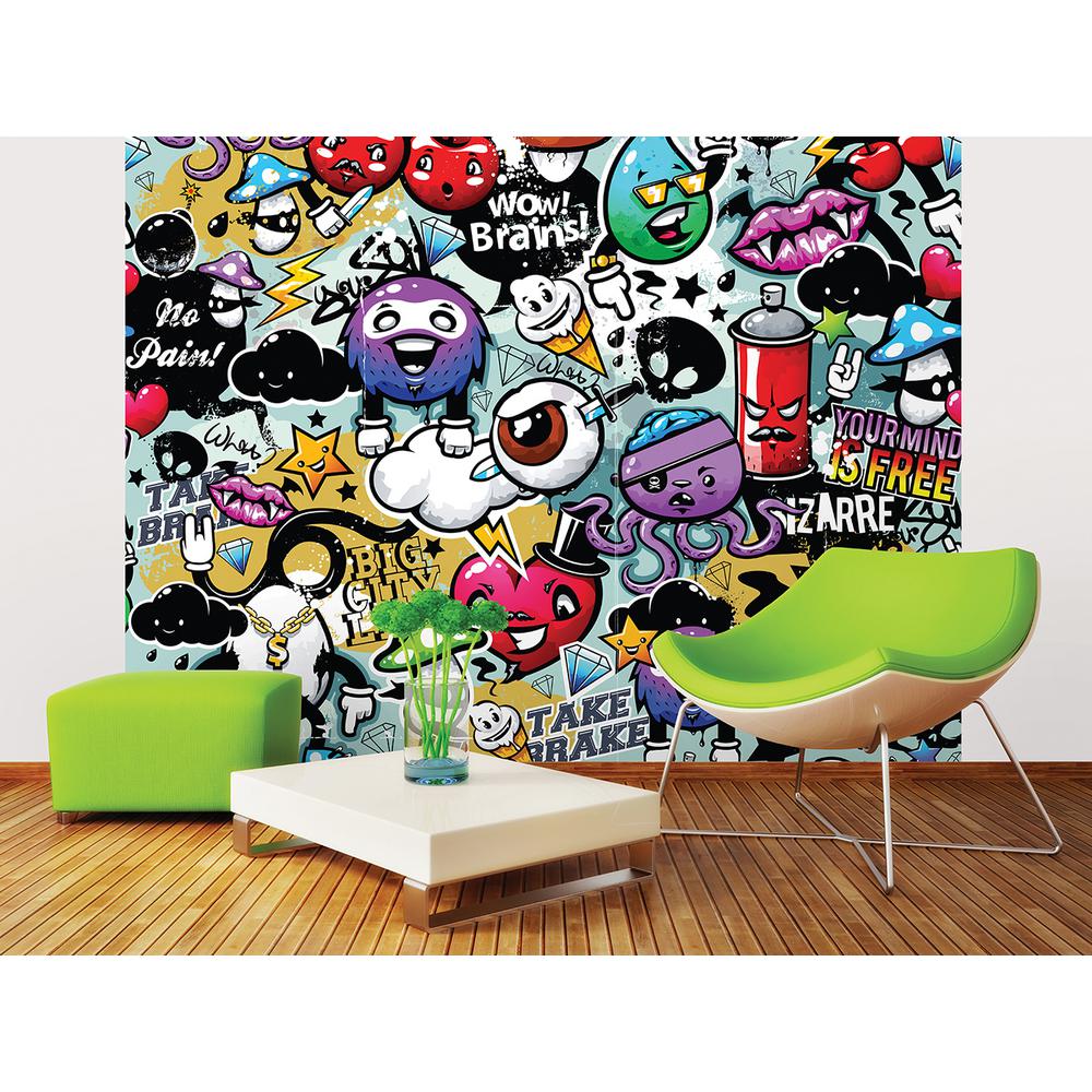 Brewster 118 In X 98 In Graffiti Monster Wall Mural Wals0004 The Home Depot
