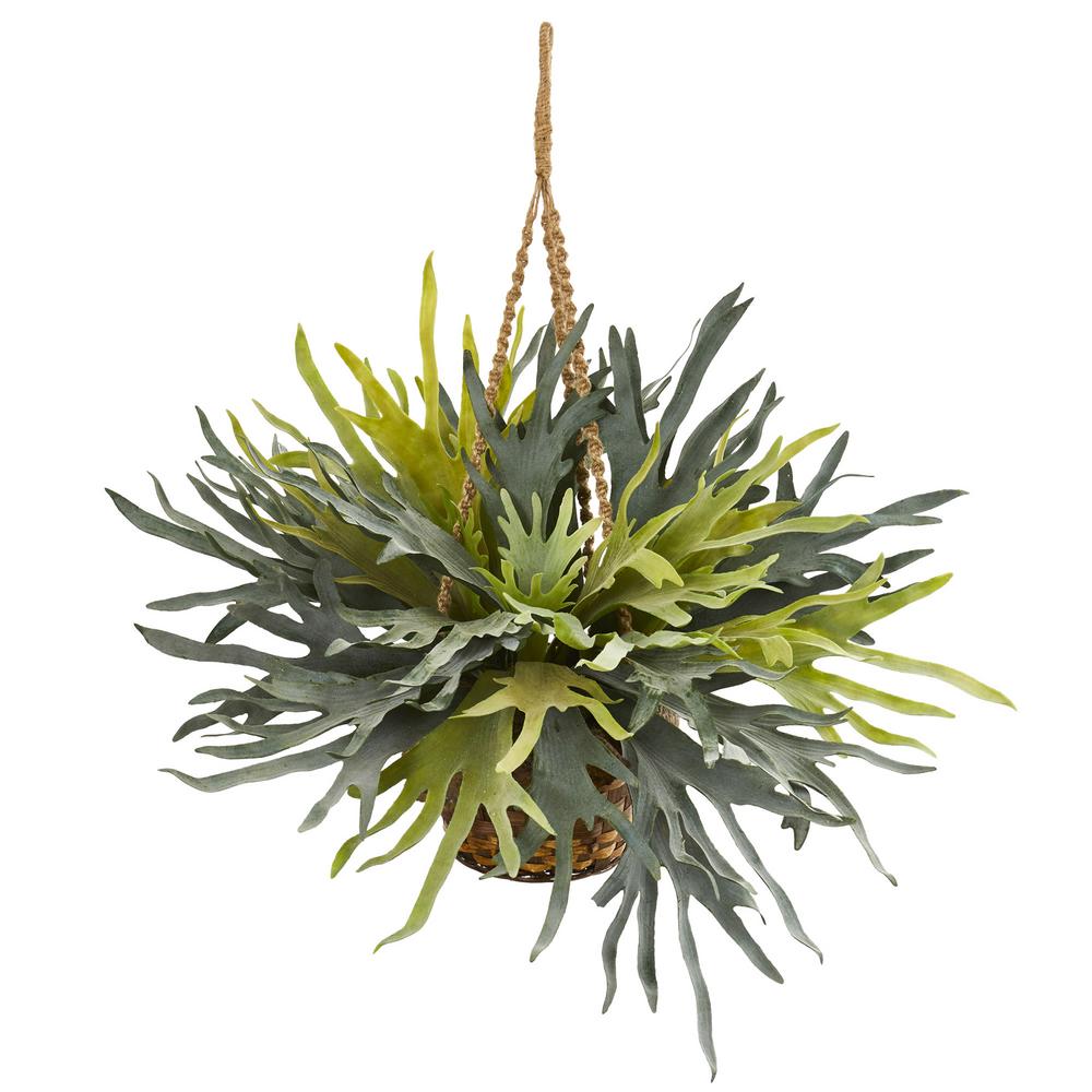 Nearly Natural Staghorn Hanging Basket Artificial Plant by Nearly Natural