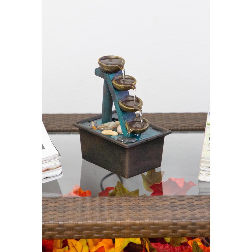 Alpine Corporation 8 in. 4Tier Step Tabletop FountainWCT324 The